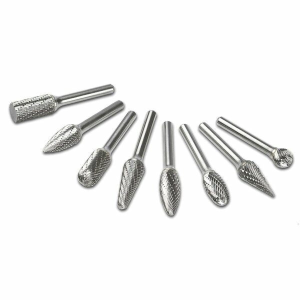 Cgw Abrasives Carbide Burr, Radius End, Tree Radius Shape SF Head, 3/8 in Dia Head, 3/4 in L of Cut, 2-1/2 in OA 62442